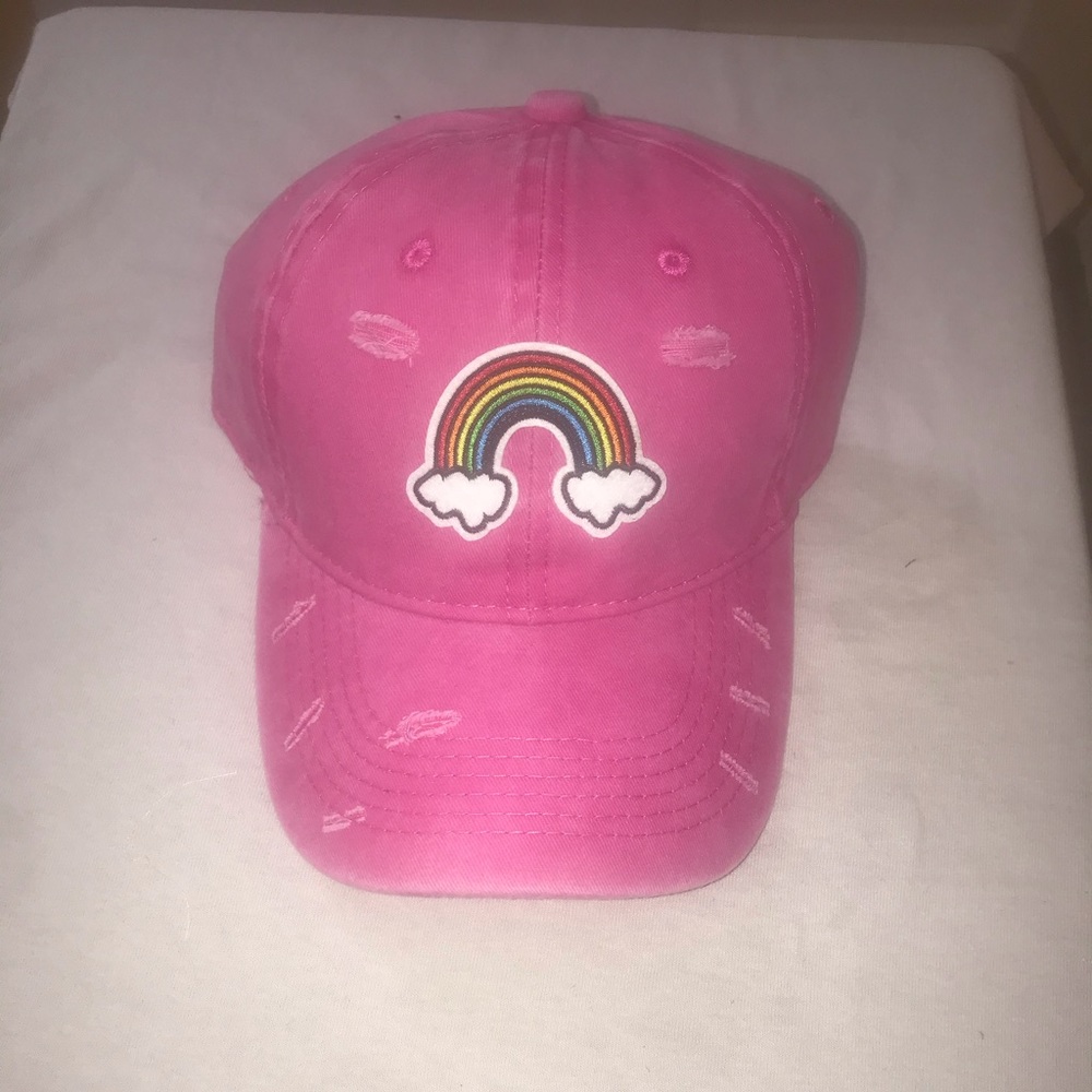 Pink dad hat rainbow brand new made by me